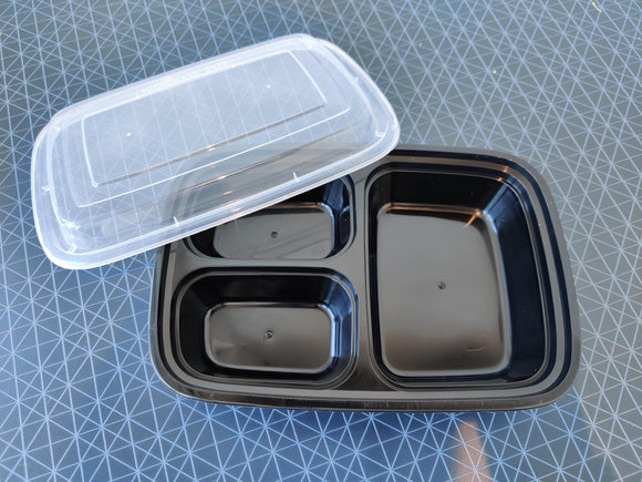 Container - 3 Compartments Rectangle Microwavable Container Set